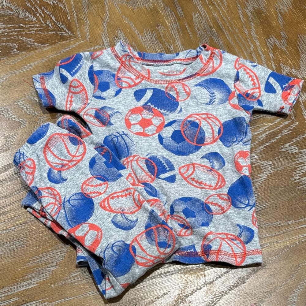 Carter's Sports Print Pajama Set in Gray with Red and Blue